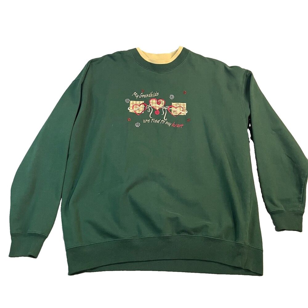 M&C Sportswear Grandkids Sweatshirt Womens X-Large Green Embroidered Pullover